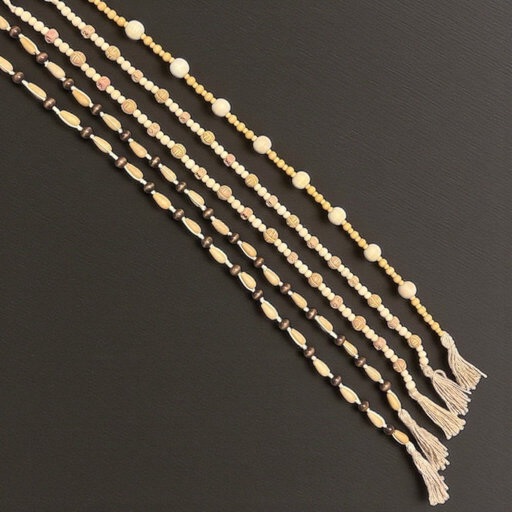 NWT 29.5" Wooden Bead Neutral Garland – Farmhouse Chic/Boho Neutral – Set of 5! - Picture 9 of 9